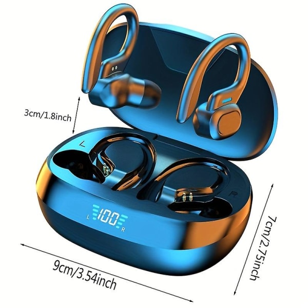 Korviin kiinnitettävät Bluetooth kuulokkeet Ei-lähes urheilukäyttöön Ultrapitkä akunkesto kuuloke Digitaalinen näyttö Melunvaimennus Langattomat kuulokkeet (musta)