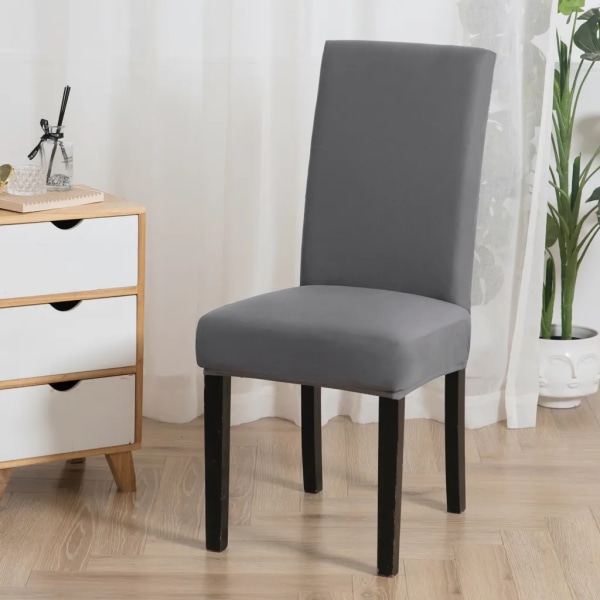 6 st Stretch Stolsöverdrag - Tvättbara Stretch Stolsöverdrag grå