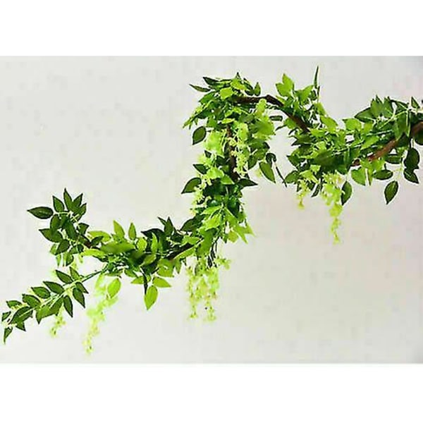 2x7ft Konstgjord Wisteria Vinranka Växtlövverk Släpande (grön)