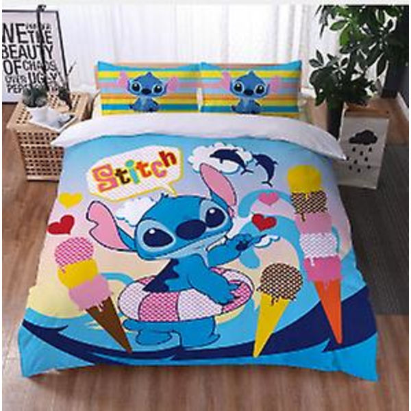 3D Digitaltryck Kit Cartoon Stitch Sängkläder Tredelad Set SDZ5 180*200cm -ZHENV（180*200cm）