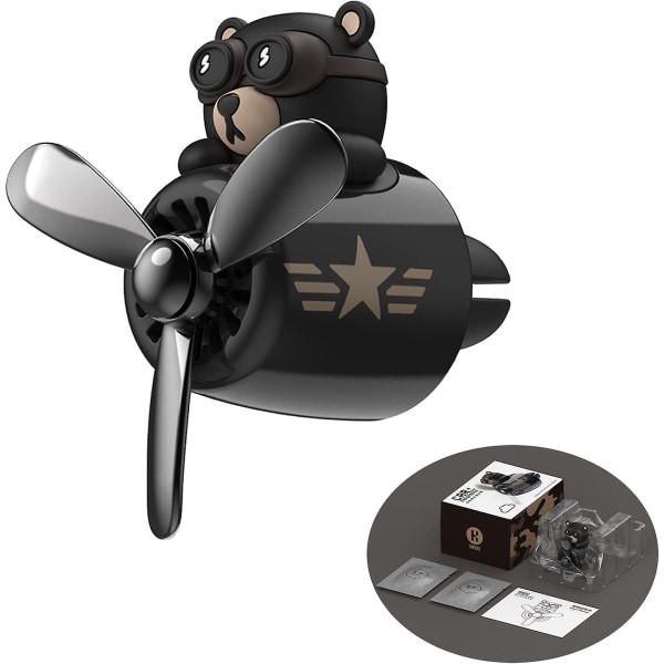 Söta billuftfräschare Coola bilinteriörtillbehör Cartoon Bear Pilot Car Parfym Prydnad Bildekor (svart björn)