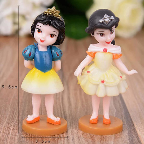Söt Miniatyr Prinsessdocka, 6 st Mini Söt Flickprinsessa Leksaksdocka Set Tårta Topper Dekoration Växtkruka Hantverk Dockhus Dekor