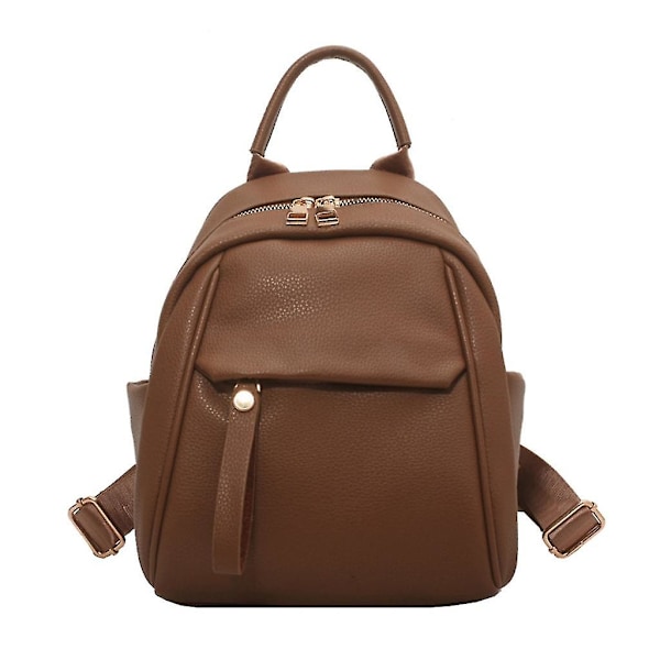 Muodi PU Nahkainen Reppu Koululaukku Kirjalaatikko Luxury Casual Matkalaukku（Ruskea）