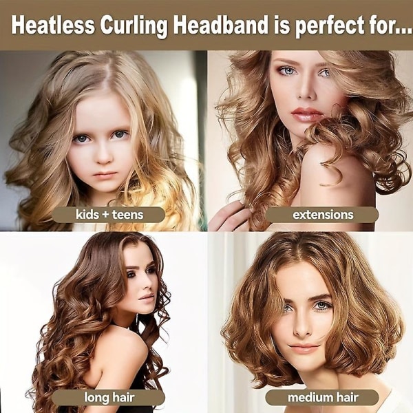 Varmefri hårkrøller Gjør-det-selv lat hårstylingverktøy for langt hår No Heat Curling Rod Pannebånd Varmefrie krøller for å sove i natten（svart）