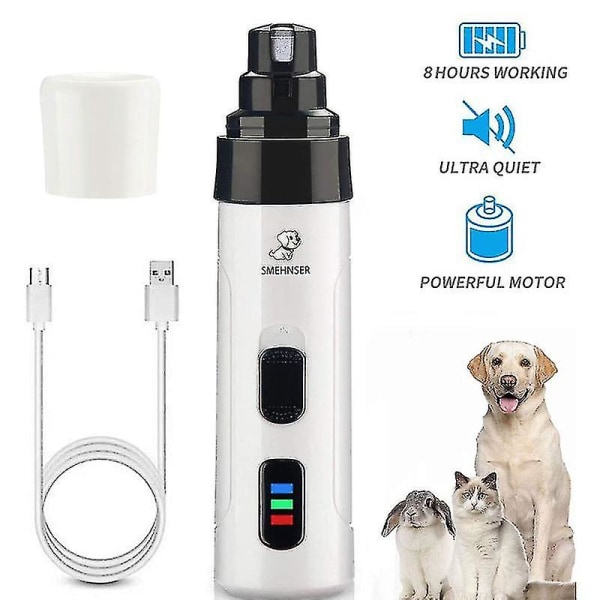 Smärtfri USB laddning hund-nagelslipare Uppladdningsbara nagelklippare för husdjur Tyst elektrisk hund Katttassar Nagelputsning Trimmer Verktyg