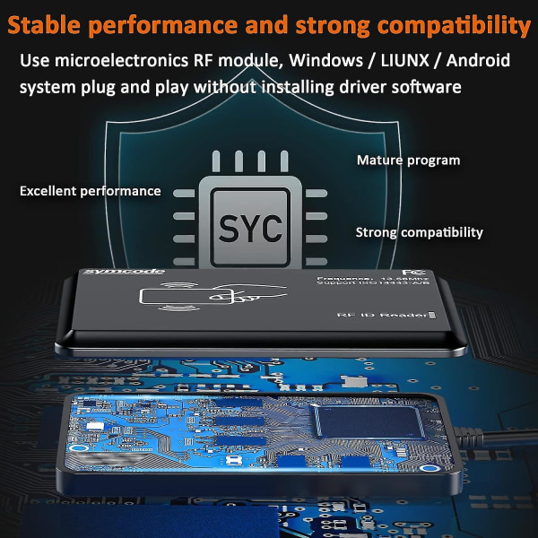 ID RFID-lukija-kirjoitin 13,56 MHz:n kortinlukija USB-lukija 1326 Koti Etäisyyskortti ja EM4100 IC NFC-kortin kulunvalvontajärjestelmä Koti Uudelleen Mikrosirun skanneri