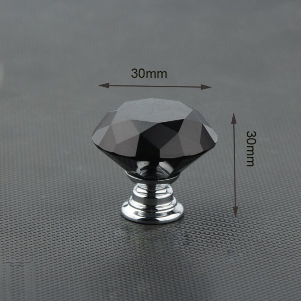 Dörrknoppar Set med 15 30 mm kristallglas skåpdörrknoppar för skåp, skåp, lådor, heminredning, (svart)