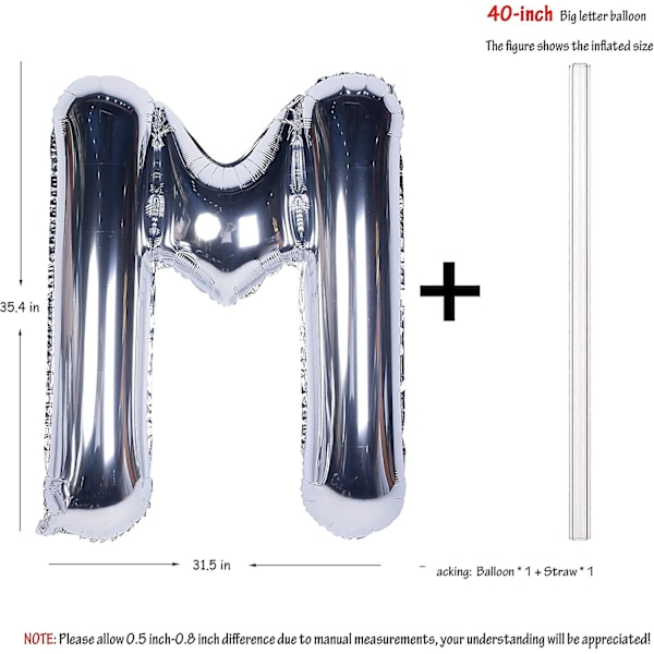 Bokstavsballonger 40 tum Jätte Jumbo Heliumfolie Mylar för Festdekorationer Silver B