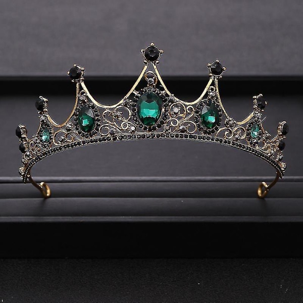 Vintage Green Rhinestones Crystal Wedding Crown