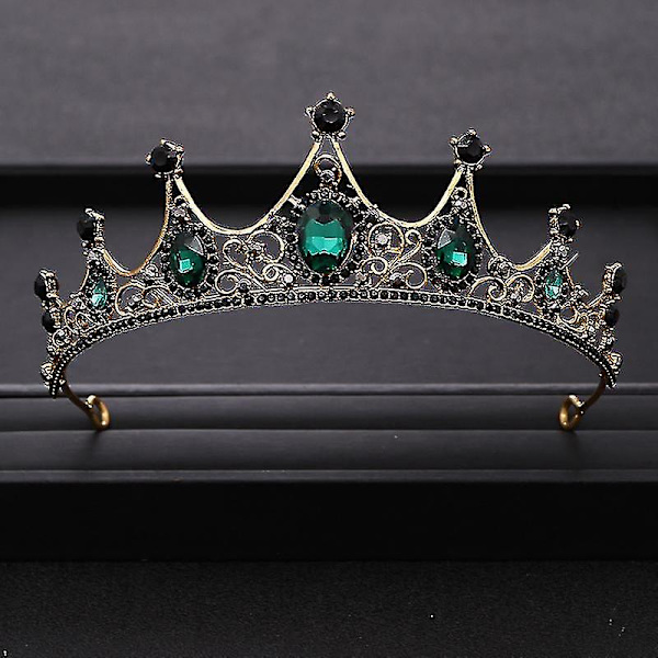 Vintage Grøn Rhinestone Krystal Bryllupskrone