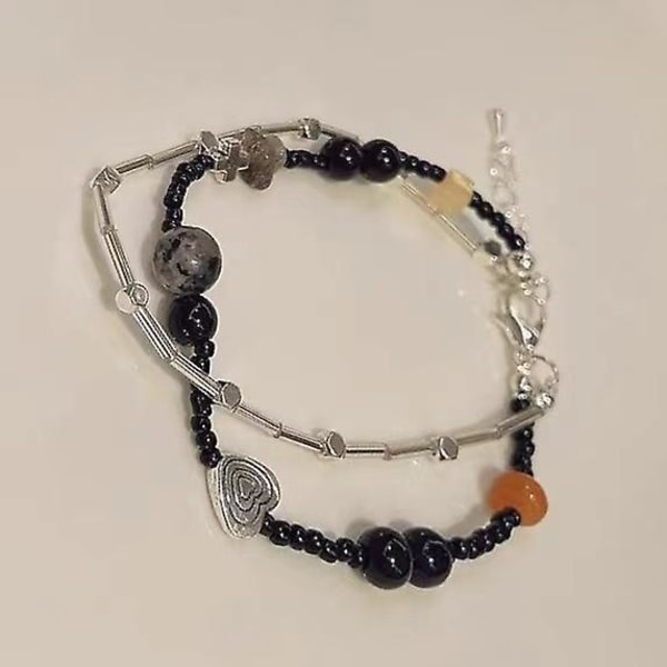 Klassisk håndlavet dobbelt-wrap armbånd sort