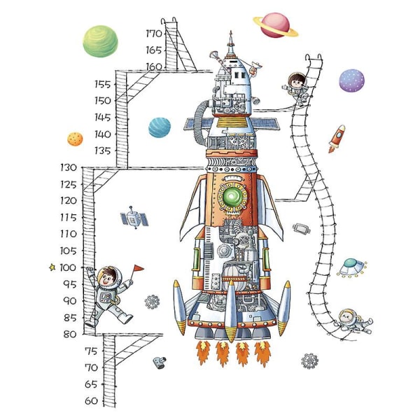 Astronaut Høyde Vekstdiagram Barn Veggklistremerker Skrell og Lim Fjernbare Veggklistremerker for Barn Barnerom Soverom Stue Innredning