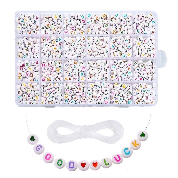 1200 st runda akryl alfabetpärlor 4x7mm pärlor för att göra armband nyckelringar (flerfärgad)