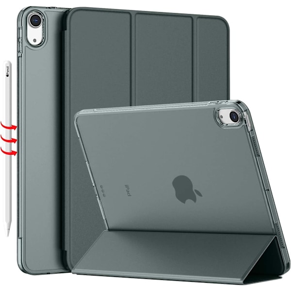 Ipad Air 4 Fodral 2020 - Ipad Air 4:e Generationens Fodral 10,9 Tum Lättviktigt Slimmat Skydd med Genomskinlig Frostad Hård Baksida [Stöd för Touch ID] (Rymdgrå)