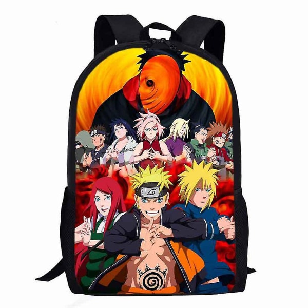 Naruto Anime Suuri kapasiteetti poikien reppu tytöille 3D print kirjalaukku päiväreppu lapsille Ala-asteen esikoulun koululaukku lahja (C)