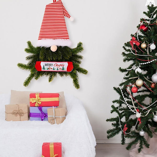 Jultomte Krans Tallbarr Tomte Jultomte Krans Juldekorationer Krans för Dörr Fönster Dekorationer