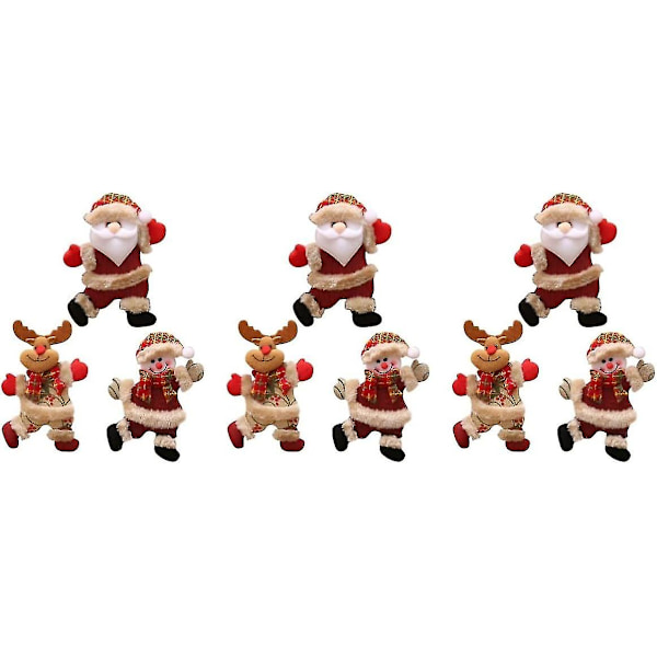 Paket med 6 dockor hängen presenter fönster älg semester dans jul plysch tyg dekorationer snögubbe delikat inredning söt fest hängande små prydnader T