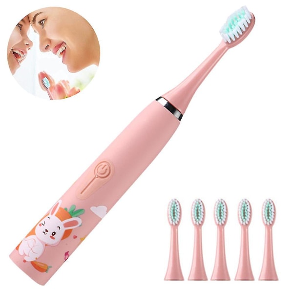 Husholdnings akustisk tannbørste Elektrisk myk børste Elektrisk tannbørste Engros Oppladbar（rosa）