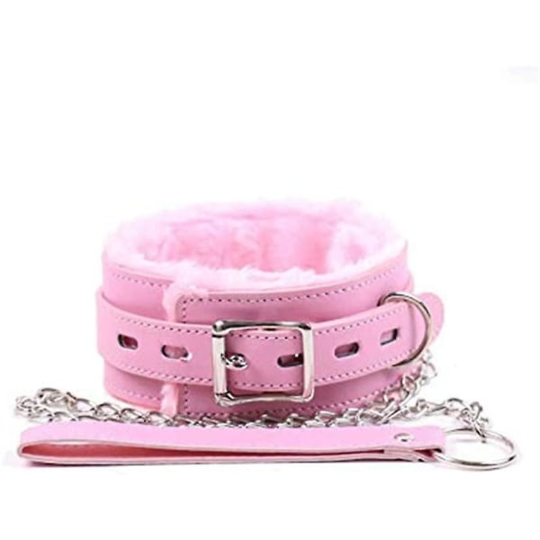 Furry Goth O-ring kjede Punk Slave Leash Choker Pu Rose Lær Halsbånd Avtakbare Metallhalsbånd Beskytt Hals For Kvinner Menn