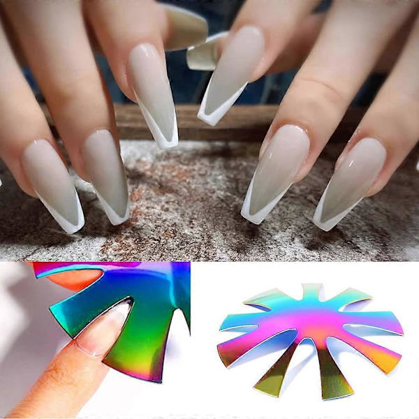 Franska Nagelspets Trimmer 3 st Rostfritt Stål Franska Spets Klippare Leende Linje Klippare Verktyg Rostfritt Stål Kant Manikyr DIY Platta Modul för Akryl Na