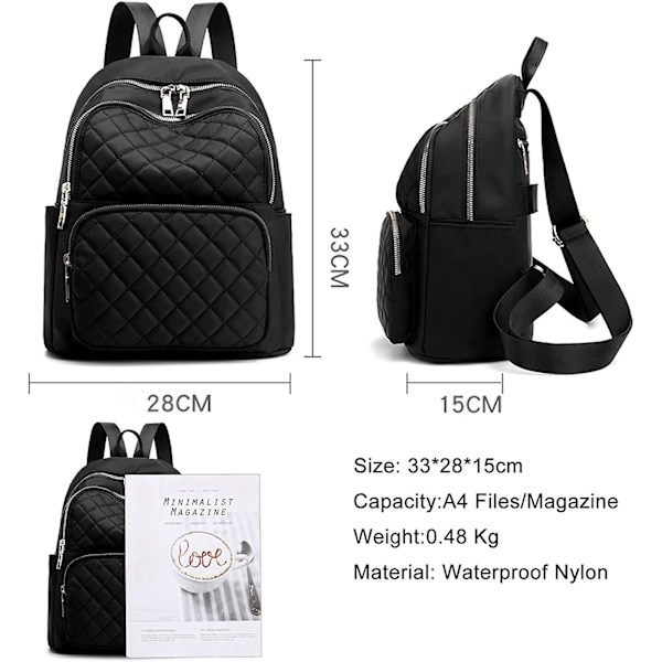 Ryggsäck Dam Mode Lättviktig Nylon Casual Ryggsäck Kvinnor Liten Dam Ryggsäck Stöldskydd Axelväska Skolväska Rese Ryggsäckar För Damer & Flicka
