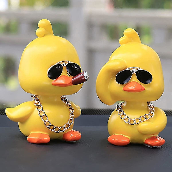 Liten gul anka bilprydnad Bobble Head Doll Söta sociala anka Jitterbug med samma kreativa bilinredning