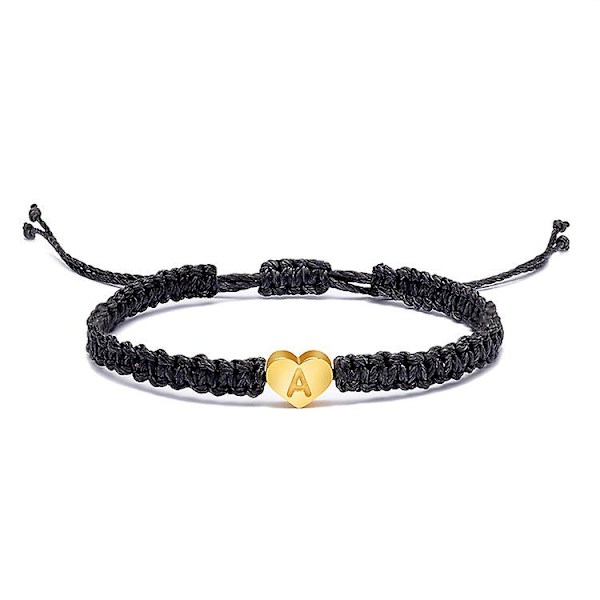 WABJTAM Guld Initial A Bogstav Hjerte Charm Armbånd til Kvinder Teen Piger Håndlavet Reb Flettet Justerbar Smykker Personlige Fødselsdagsgaver til Kvinder