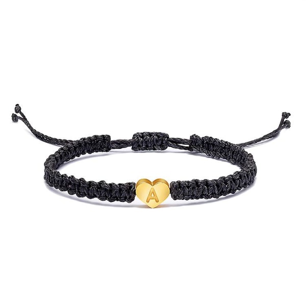 WABJTAM Guld Initial A Bokstav Hjärta Charm Armband för Kvinnor Tonårsflickor Handgjorda Rep Flätade Justerbara Smycken Personliga Födelsedagspresenter för Kvinnor