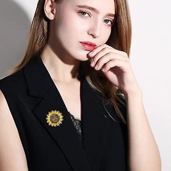 WABJTAM Rhinestone Auringonkukka Rintaneula Naisille Miehille Kultapinnoitettu Muoti Söpö Emalin Daisy Kukka Lehti Rintaneulat Rintaneula Elegantti Mekko Asuste