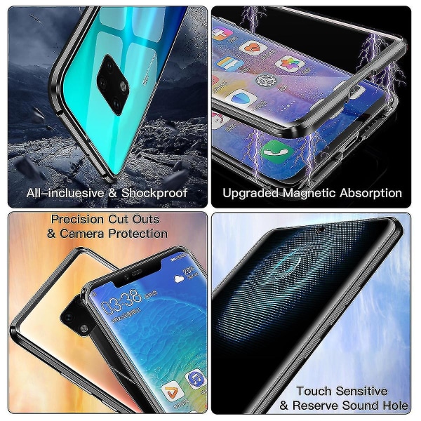 Magnetisk adsorption Dobbeltsidet hærdet glascover kompatibel Huawei Mate 20 Lite