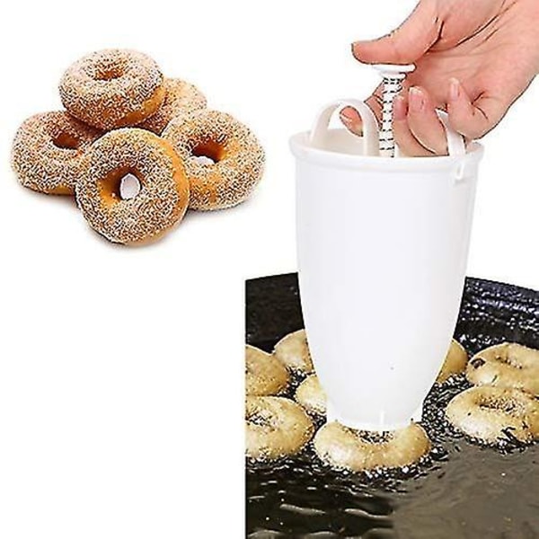 Munkdispenser, kakbakningsformar, kakstämpelpressform, bagelmaskin, munkform (vit) (1 st)