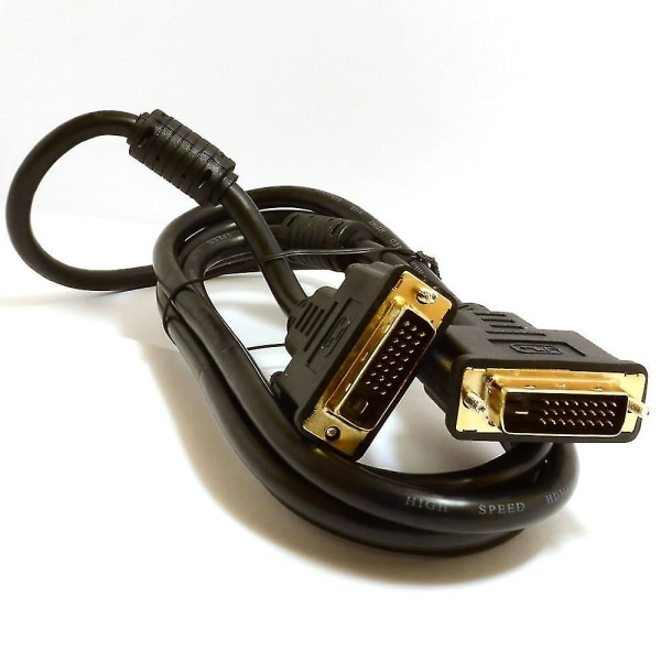 Dvi-d Dual Link 24+1 pinner med ferrittkjerner hann-til-hann-kabel gull