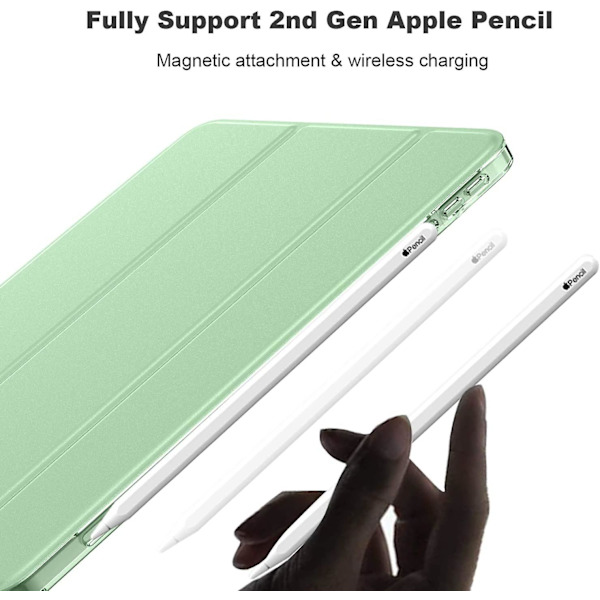 iPad Air 4 Fodral 2020 - iPad Air 4:e generation Fodral 10,9 tum Lätt Smalt Omslag Med Genomskinlig Frostad Hård Bak [stöder Touch ID](matcha Grön