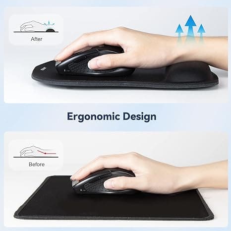 Musematte med håndleddsstøtte, ergonomisk spillmusematte for smertelindring, bærbar komfortabel musematte for datamaskin, bærbar PC, kontor, hjem, svart