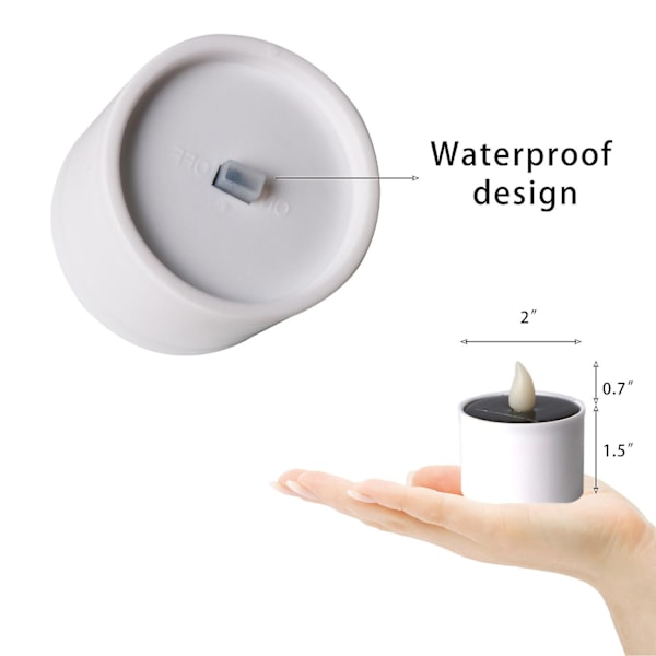 Set med 6 LED-ljus, Flammlösa Ljus, Realistiska och Ljusa, Solenergi, Elektriska Falska Ljus för Votivbord, Fest, Födelsedag, Bröllop