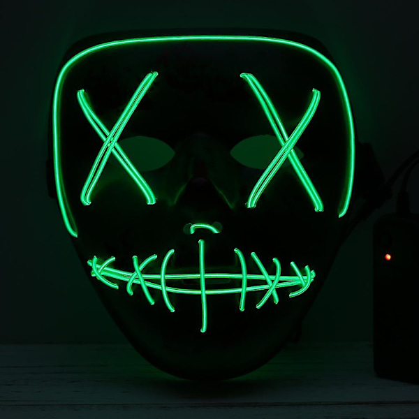 Vuxen Halloween LED-upplyst Mask Halloween Kostymtillbehör för Festival Maskerad Cosplay Party Performance - Grön Ljus Röd