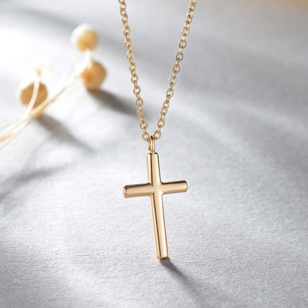 Wabjtam Cross Halsband Troshänge Snygg kedja Minimalistisk Enkel Liten Gud Lords Prayer Religiös Smycken Present