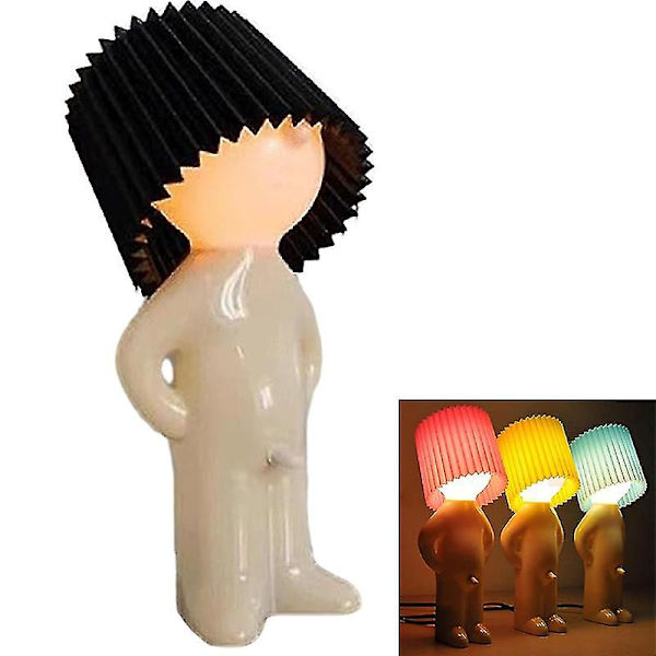Liten Pojkes Bordslampa, En Liten Blyg Bordslampa, Sänglampa (Svart)
