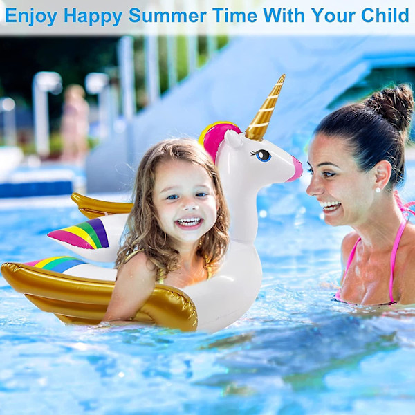 Enhörning & Flamingo Pool Float (2-pack), Uppblåsbara Badringar Strandfloaties För 3-8 Åriga Barn Småbarn Flickor Pojkar Sommar Strand Pool Dekorationer