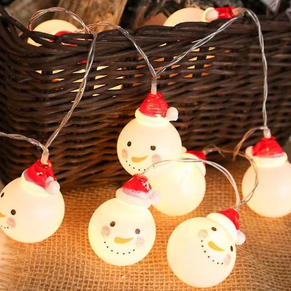 1 stk 3m julesnømann-snørelys, dekor, 20 LED-julelys, juledekor, batteridrevne fe-strenglys