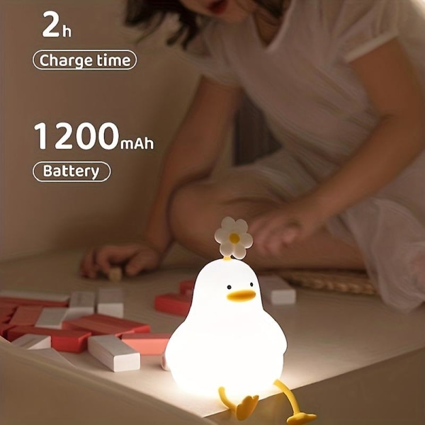 Leikkisä Flower Duck Pat Lamp Induktio Night Light Interaktiivinen silikoni Pat Lamp Makuuhuoneen Yövalaisimen lataustunnelma