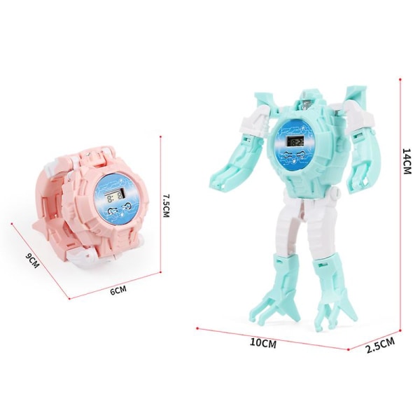 Elektronisk deformationsur børneur Creative Manual Deformation Robot Legetøj Transformation Watch（Grønt）
