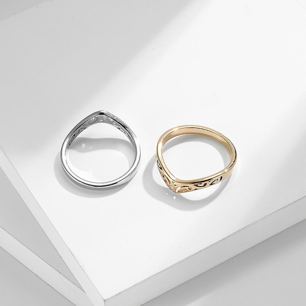 WABJTAM Minimalistiske ringe sæt Simple Open Thin Band Ring Justerbar til kvinder Piger Stackable Høj poleret Comfort Fit Band Ring 8#