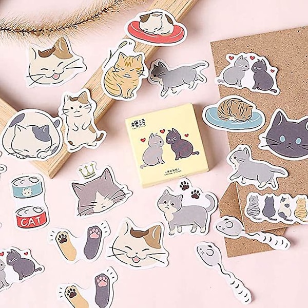 GHYT Laptop Stickers Decals, 45 stk. Boks DIY Dekoration Super Cute Cats Stickers til Laptop, Planlæggere, Scrapbog, Kuffer, Dagbog, Notesbøger, Album