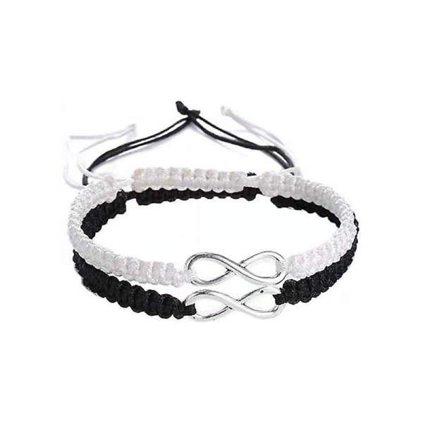 WABJTAM2 PCS Women's Silver Infinity Bracelet with Zirconia, Personalized Handmade Braided Textile Rope Bracelet, Jewelry Friendship Infinite Love Gif