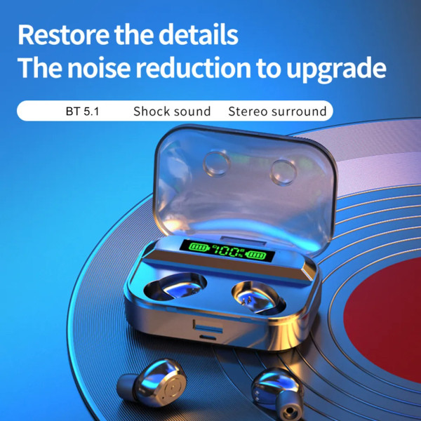 BT5.1 True Wireless Earphones with Mic In-Ear Music Earphones Noise Reduction Mini Earbuds Sports Headset
