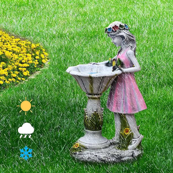 Solcellsfigur av en blommafe, trädgårdsdekoration
