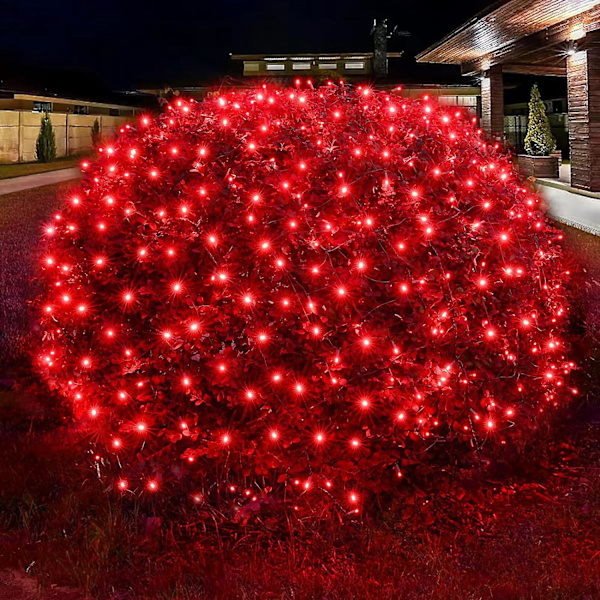 Julnätlampor Utomhus Juldekorationer Ljus 144LED 2Mx2M, Anslutbara Utomhus Inomhus Fairy Mesh Net Ljus för Julfest, Trädgård, Pa