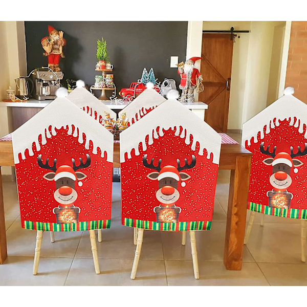 Julstolsöverdrag 4-pack Tyg Lägg Till Stolsöverdrag Juldekoration Passar Alla Stolar Stolsöverdrag Möbelöverdrag