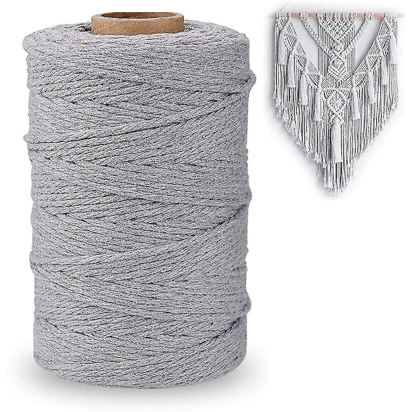 3mm X 109 Yard Bomull Makramé Rep Naturlig Bomullsrep Bomullsrep För Väggbonader, Växthängare, Hantverk, Stickning